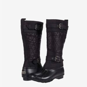 Sperry Saltwater Tall Buckle Nylon Quilt black size 5